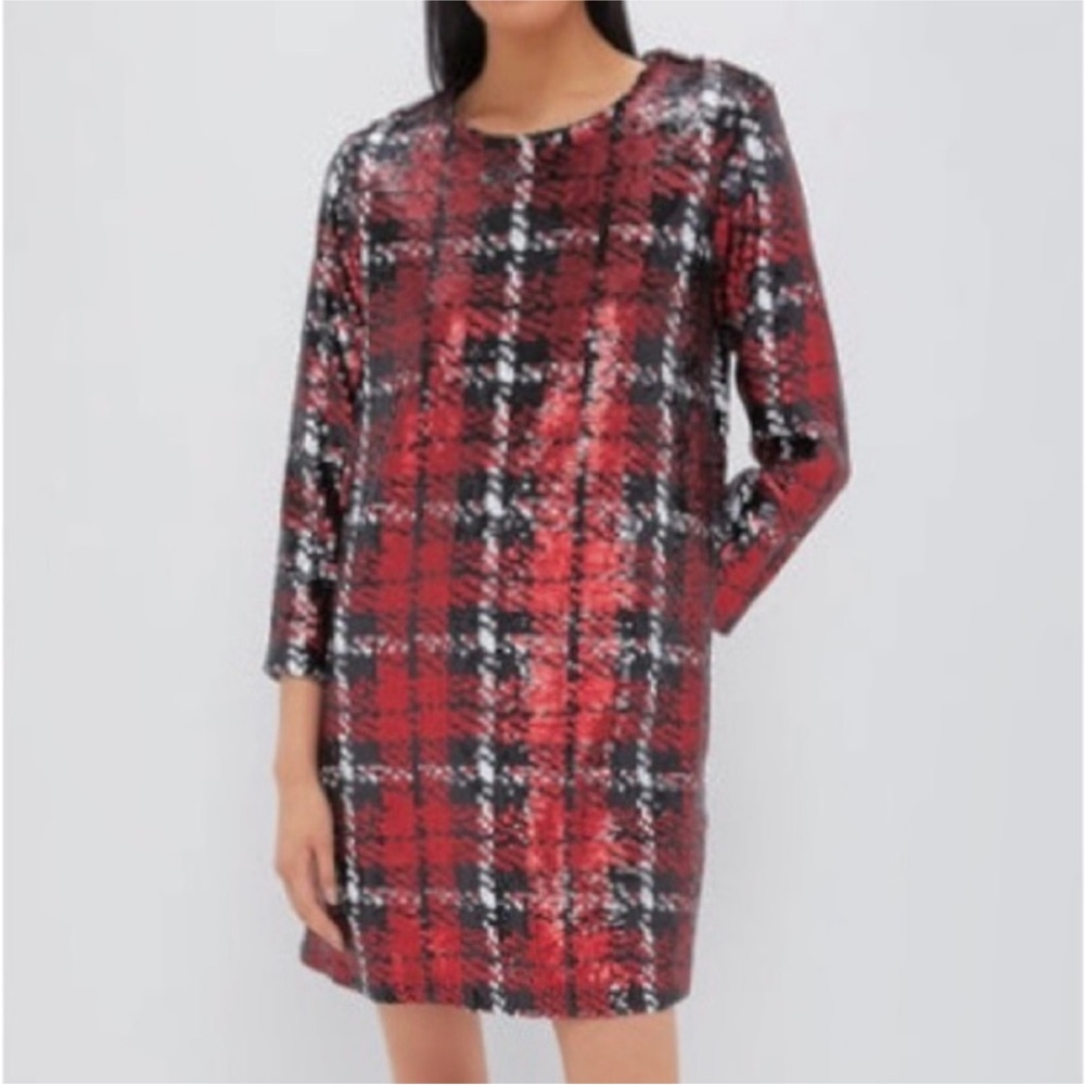 TUCKERNUCK Red and black Houndstooth Sequin dress NEW - Picture 6 of 13